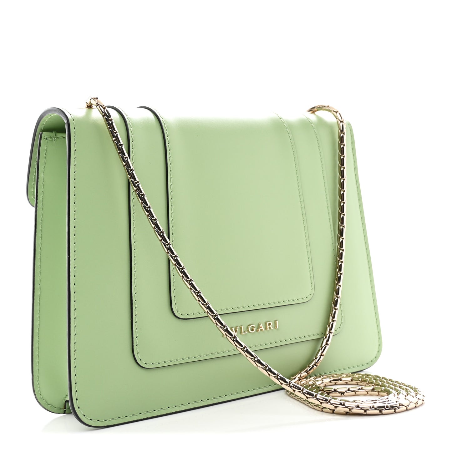 Calfskin Small Serpenti Forever Snake Strap Crossbody Bag Light Green