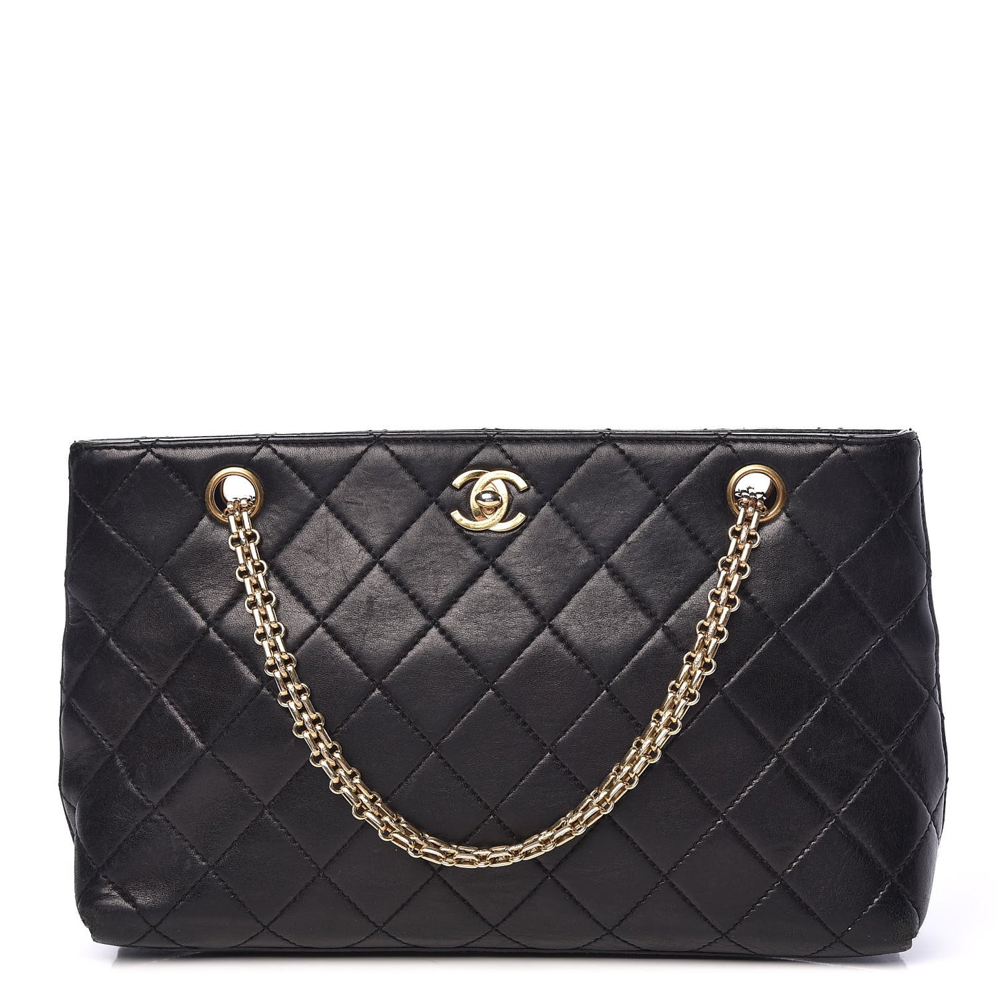 Lambskin Quilted Tote Black