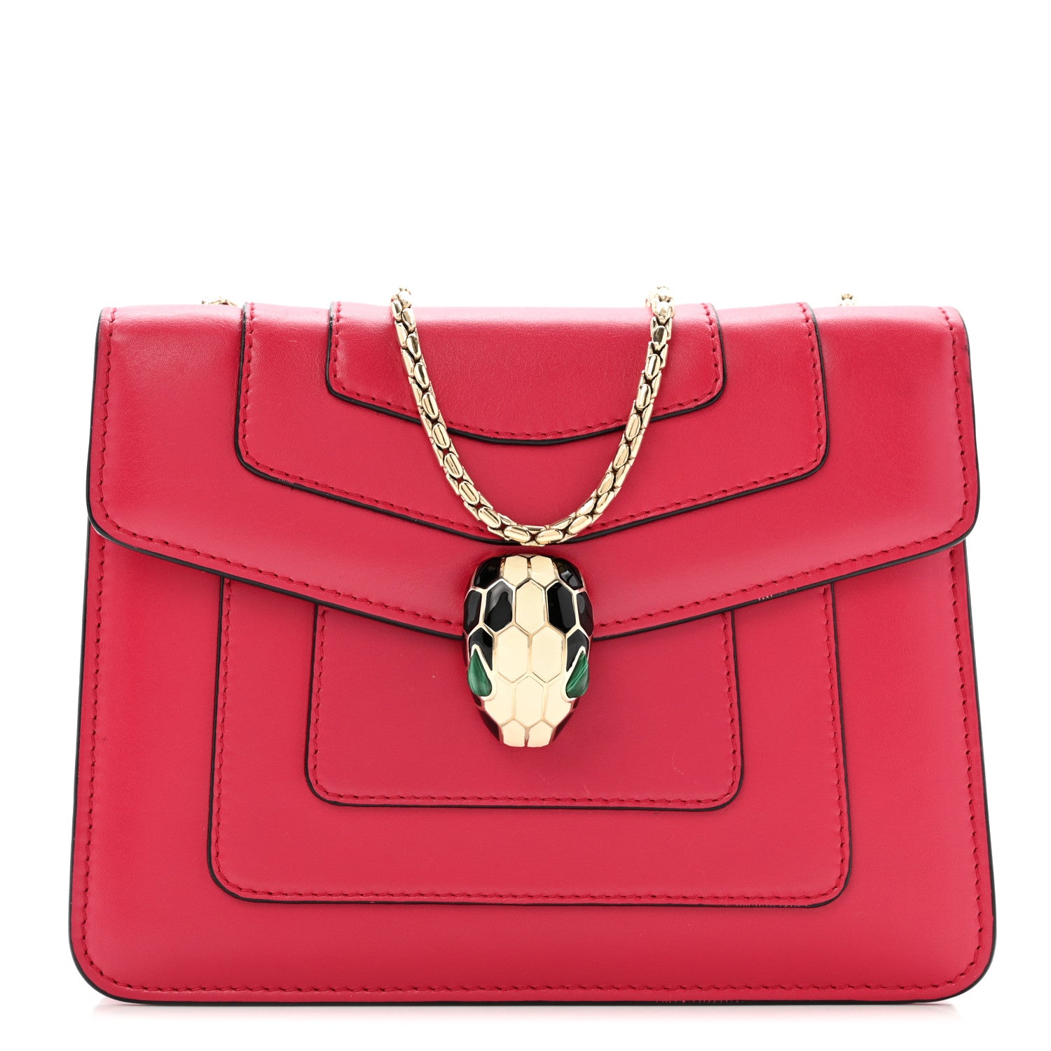 Bulgari Calfskin Small Serpenti Forever Snake Strap Crossbody Bag Pink 1 of 12