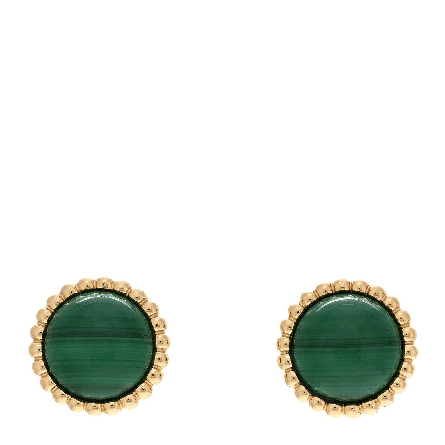 18K Yellow Gold Malachite Perlee Couleurs Earrings