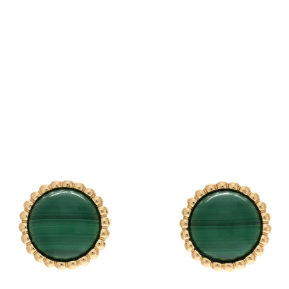 Van Cleef & Arpels 18K Yellow Gold Malachite Perlee Couleurs Earrings 1 of 5
