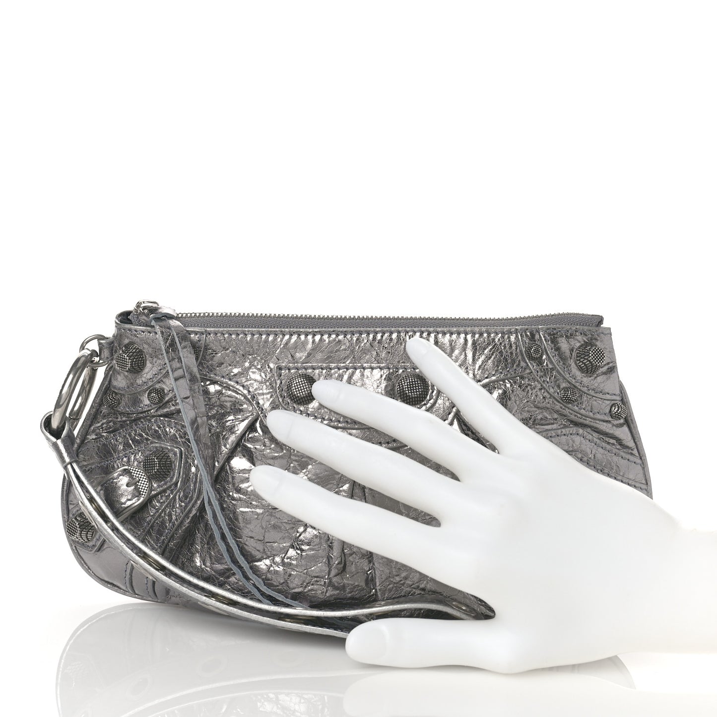 Metallic Agneau Arena Mini Le Cagole Multi Pouch Silver