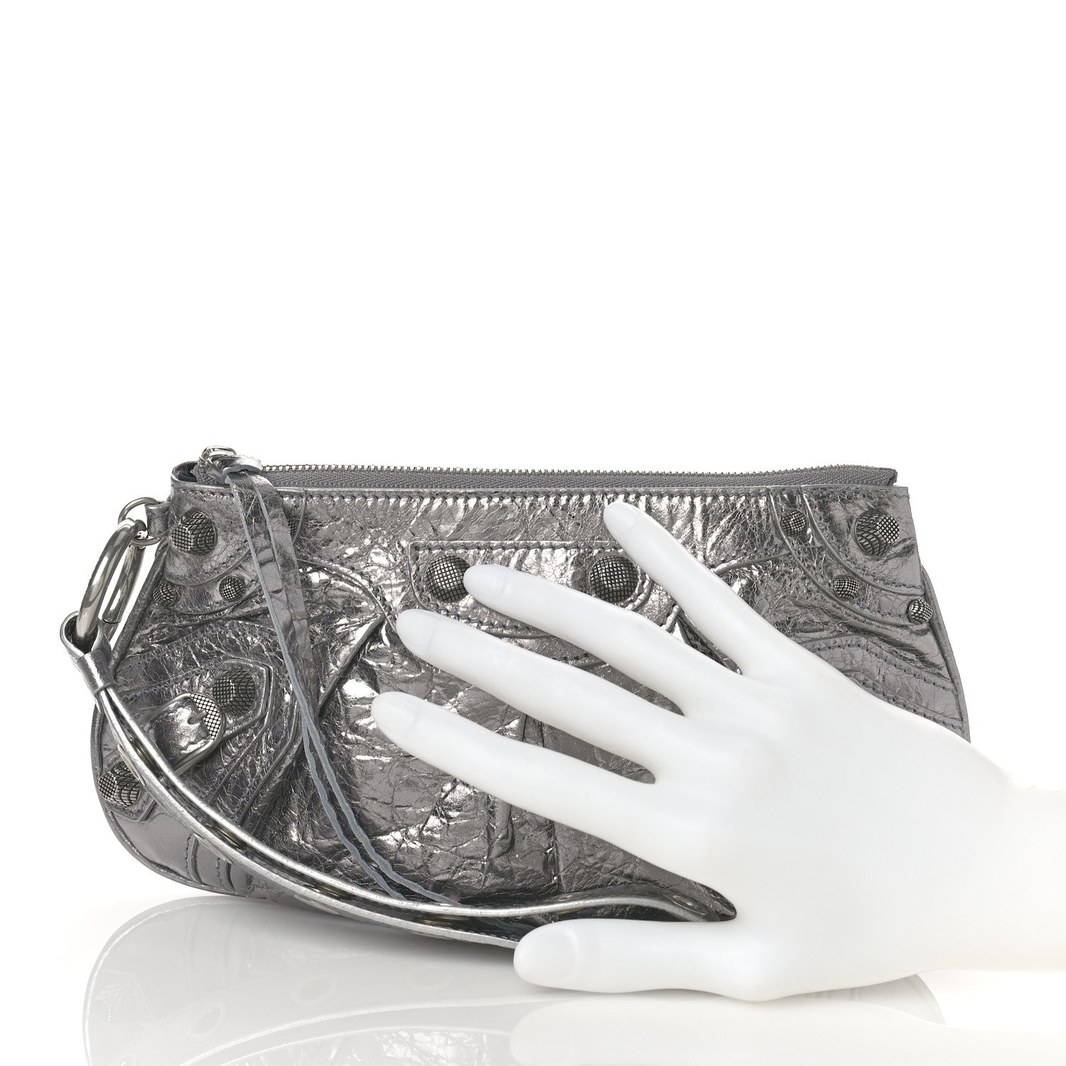 Balenciaga Metallic Agneau Arena Mini Le Cagole Multi Pouch Silver 2 of 8