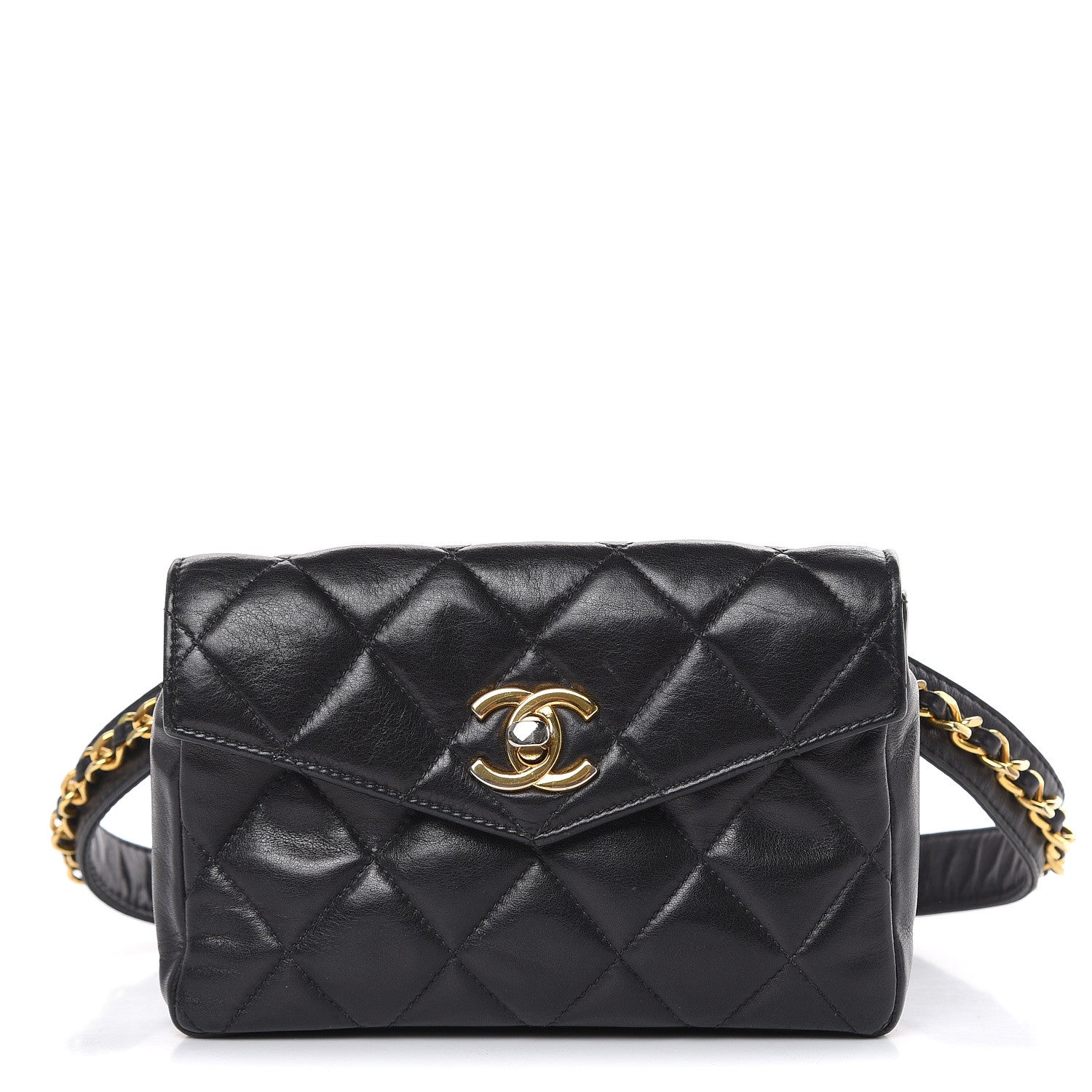 Chanel Lambskin Quilted Flap Waist Belt Bag Black 1 of 15