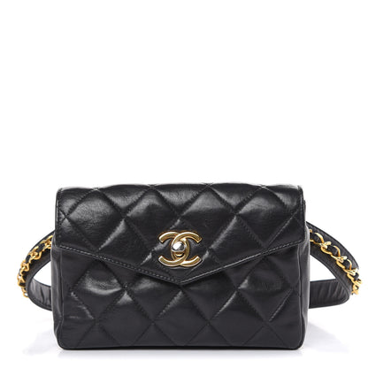 Chanel Lambskin Quilted Flap Waist Belt Bag Black 1 of 15