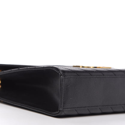 Saint Laurent Grain De Poudre Matelasse Chevron Large Monogram Satchel Black 6 of 10