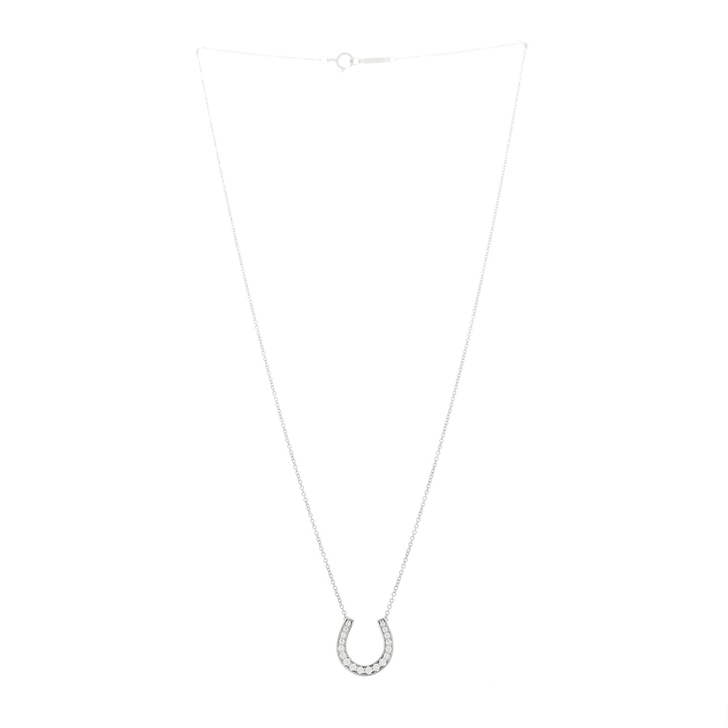 Platinum Diamond Horseshoe Pendant Necklace
