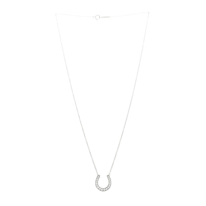 Tiffany Platinum Diamond Horseshoe Pendant Necklace 3 of 5