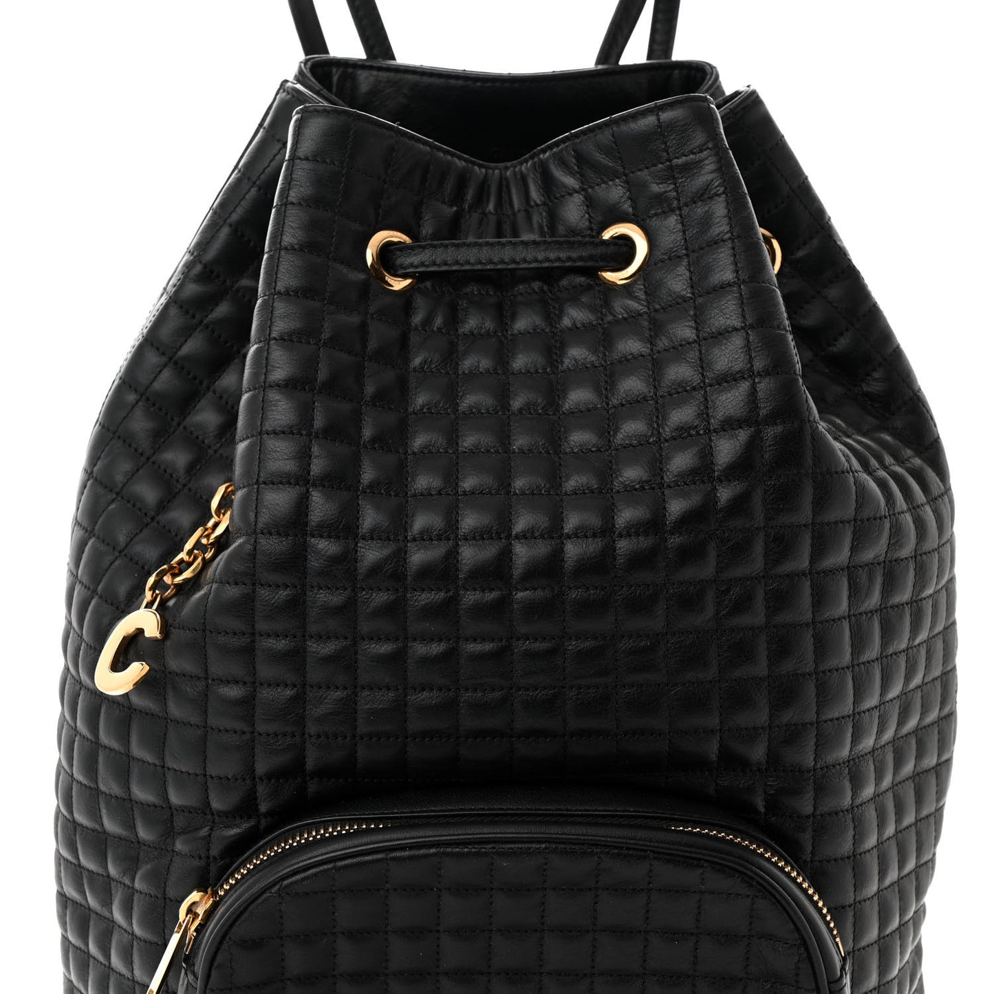 Calfskin Quilted Medium C Backpack Black