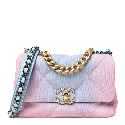 Chanel Denim Quilted Medium Chanel 19 Flap Blue Pink 1 of 10