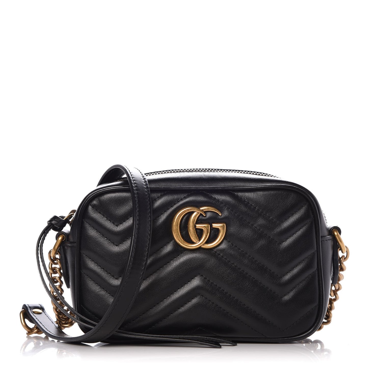 Calfskin Matelasse Mini GG Marmont Chain Shoulder Bag Black