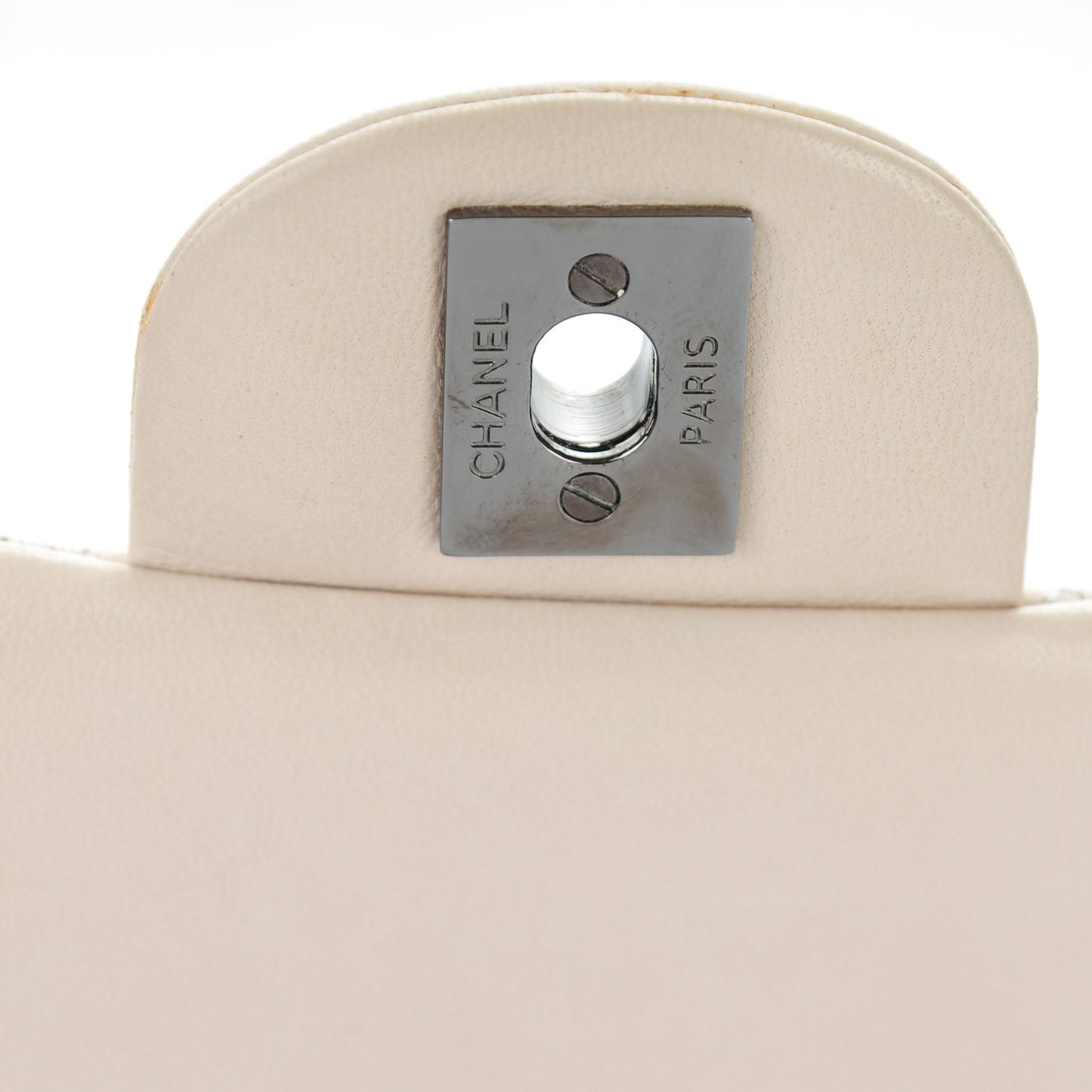 Lambskin Quilted Medium Double Flap Light Beige