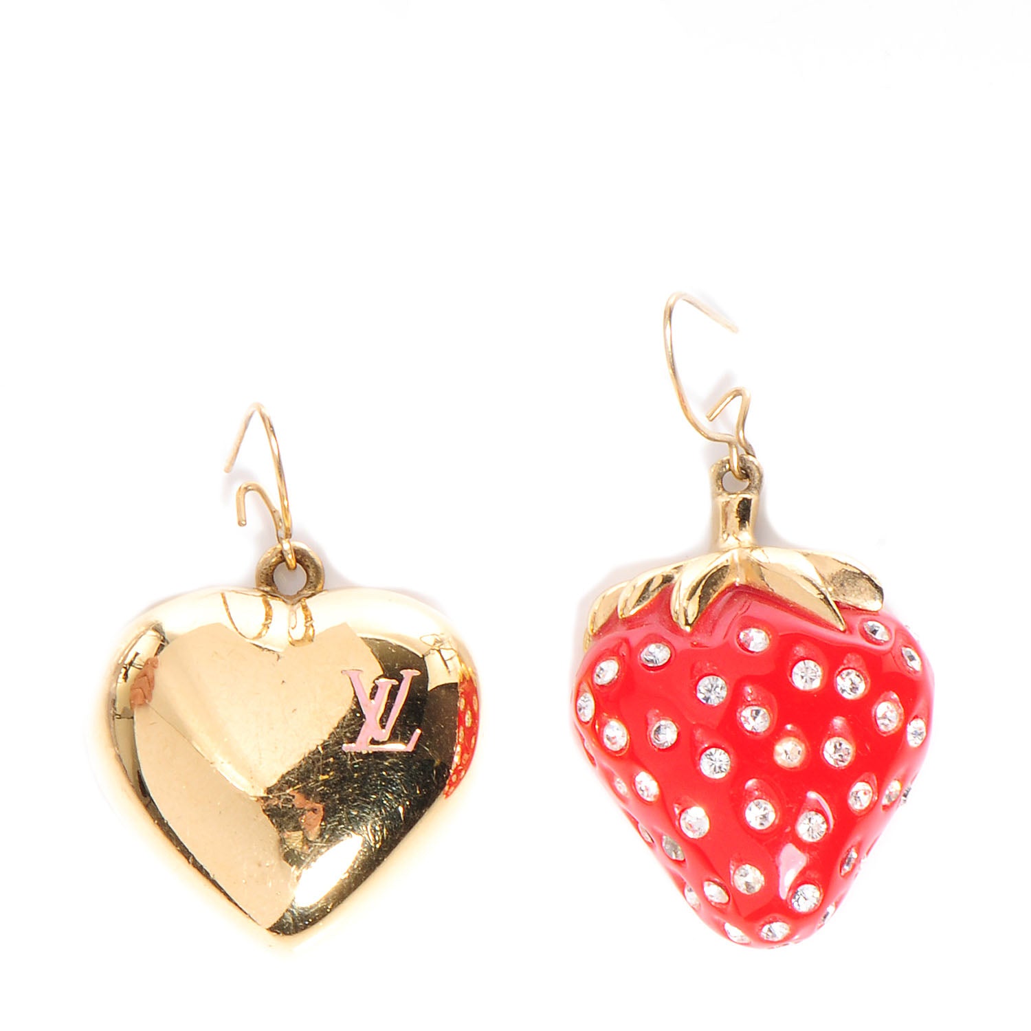 Louis Vuitton Fraises Strawberry Heart Earrings 1 of 5