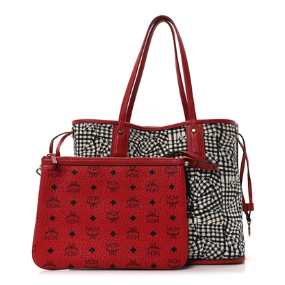 MCM Visetos Medium Liz Reversible Shopper Tote Ruby Red 12 of 17