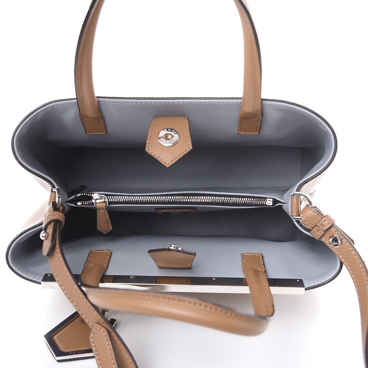 Fendi Vitello Dolce Century Petite 2Jours Tote Sand Polvere 5 of 12
