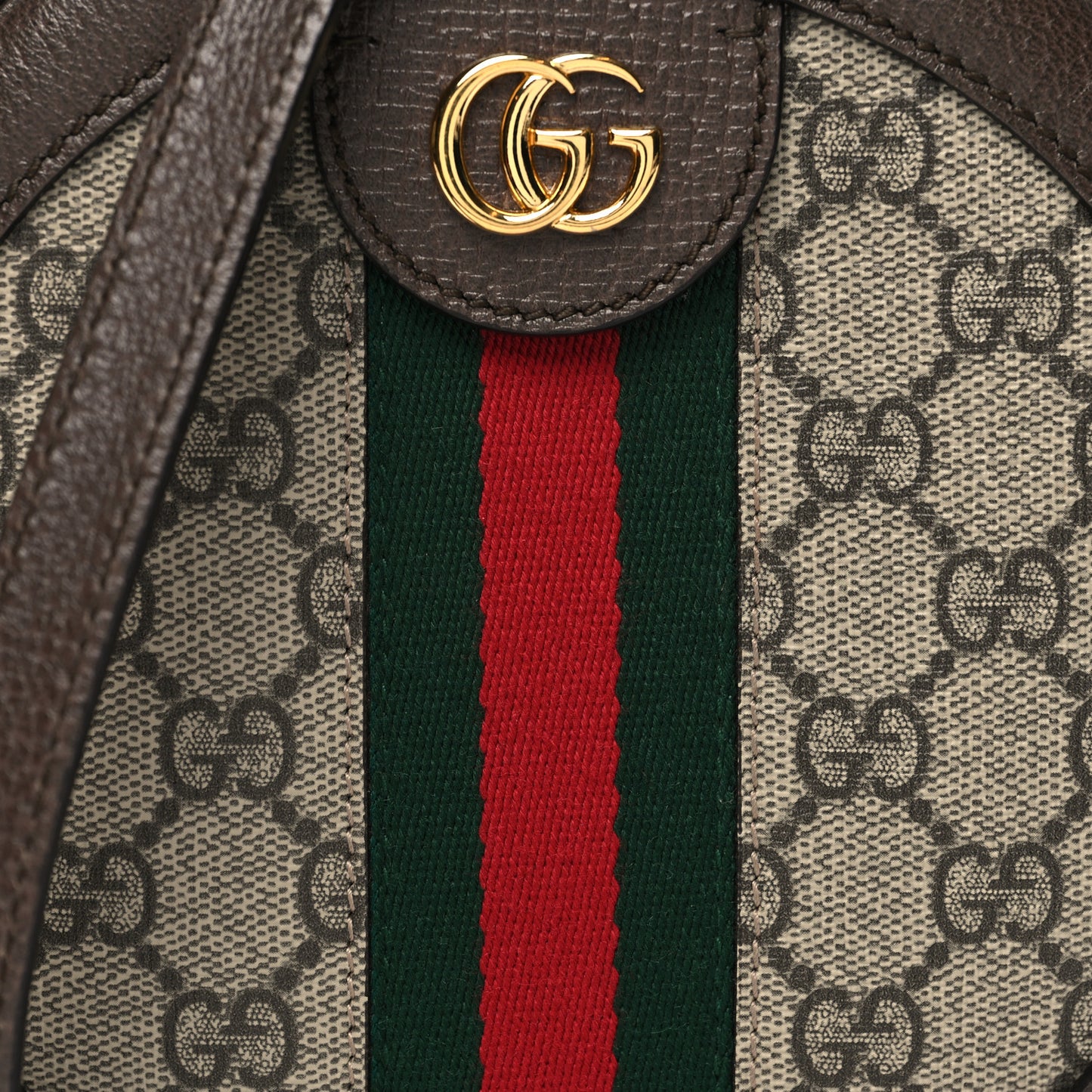 GG Supreme Monogram Web Mini Ophidia Round Shoulder Bag Brown