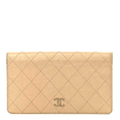 Chanel Metallic Calfskin Diamond Stitched Yen Wallet Gold 1 of 12