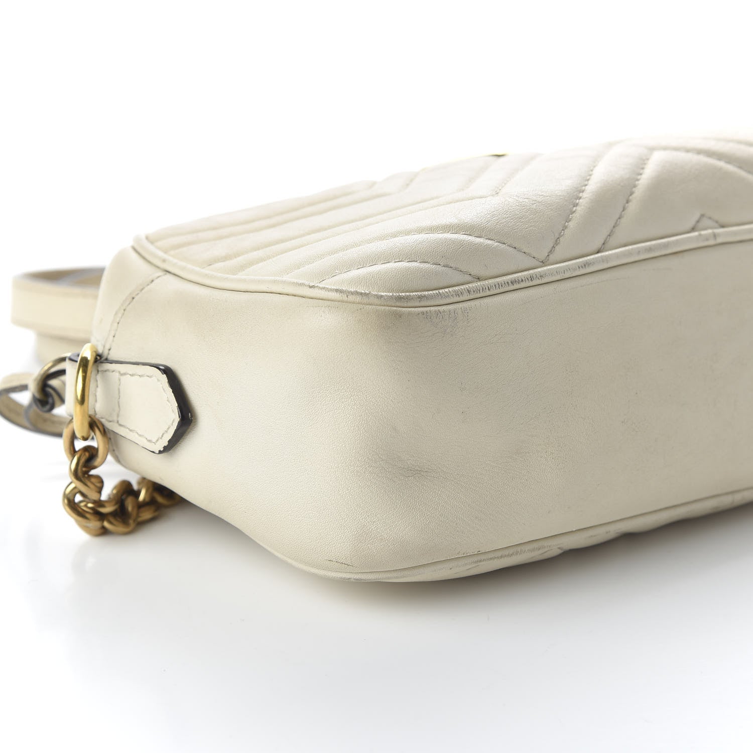 Gucci Calfskin Matelasse Small GG Marmont Chain Shoulder Bag White 6 of 11