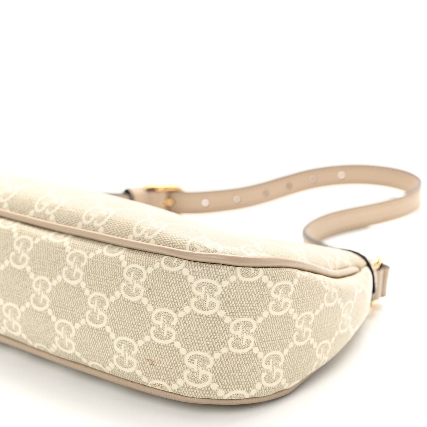 GG Supreme Monogram Textured Dollar Calfskin Small Ophidia Hobo Beige Mystic White Oatmeal