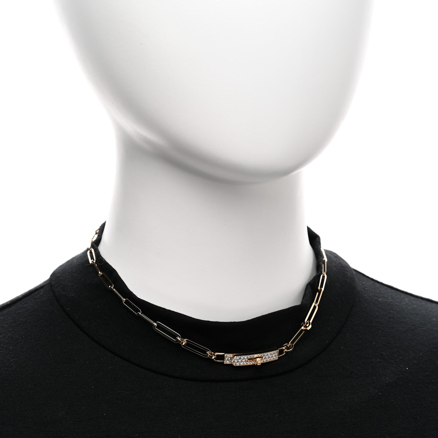 18K Rose Gold Diamond Pave Kelly Chaine Choker Necklace