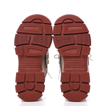 Gucci X SEGA Mesh Canvas Calfskin Womens Flashtrek Sneakers 38.5 Military Oatmeal Carmine Rose Ardesia 5 of 6