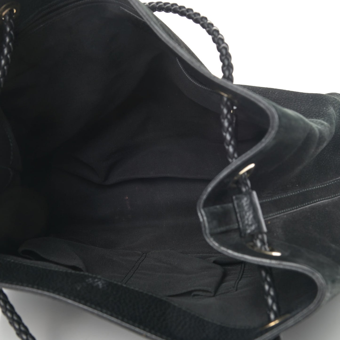 Calfskin Medium Braided Handle Gifford Tote Black