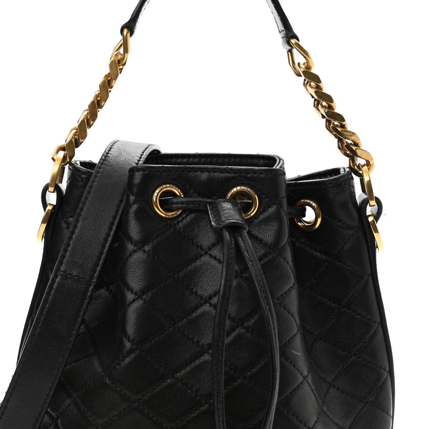 Saint Laurent Lambskin Quilted Small Emmanuelle Bucket Bag Black 7 of 10
