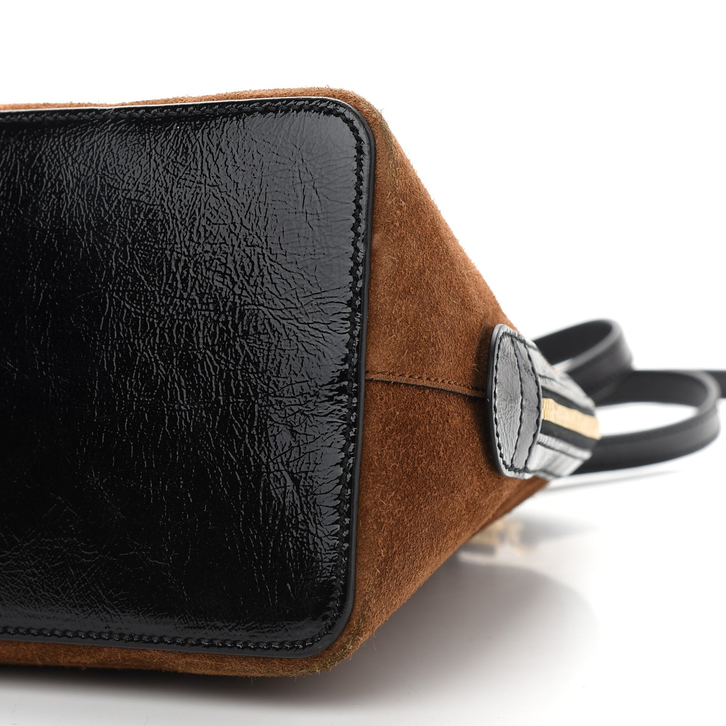 Suede Patent Web Medium Ophidia Top Handle Dome Bag Nocciola Black