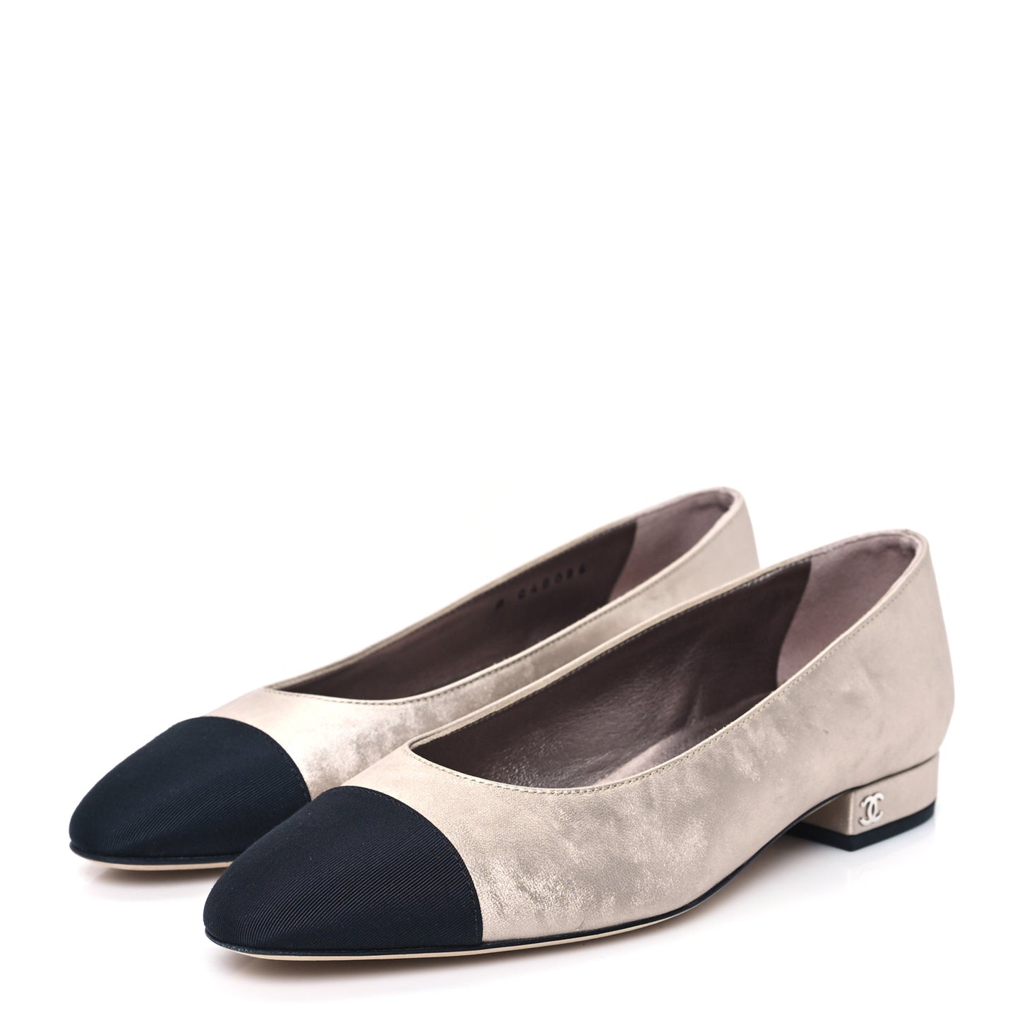 Laminated Lambskin Grosgrain Cap Toe CC Ballerina Flats 36 Copper Black