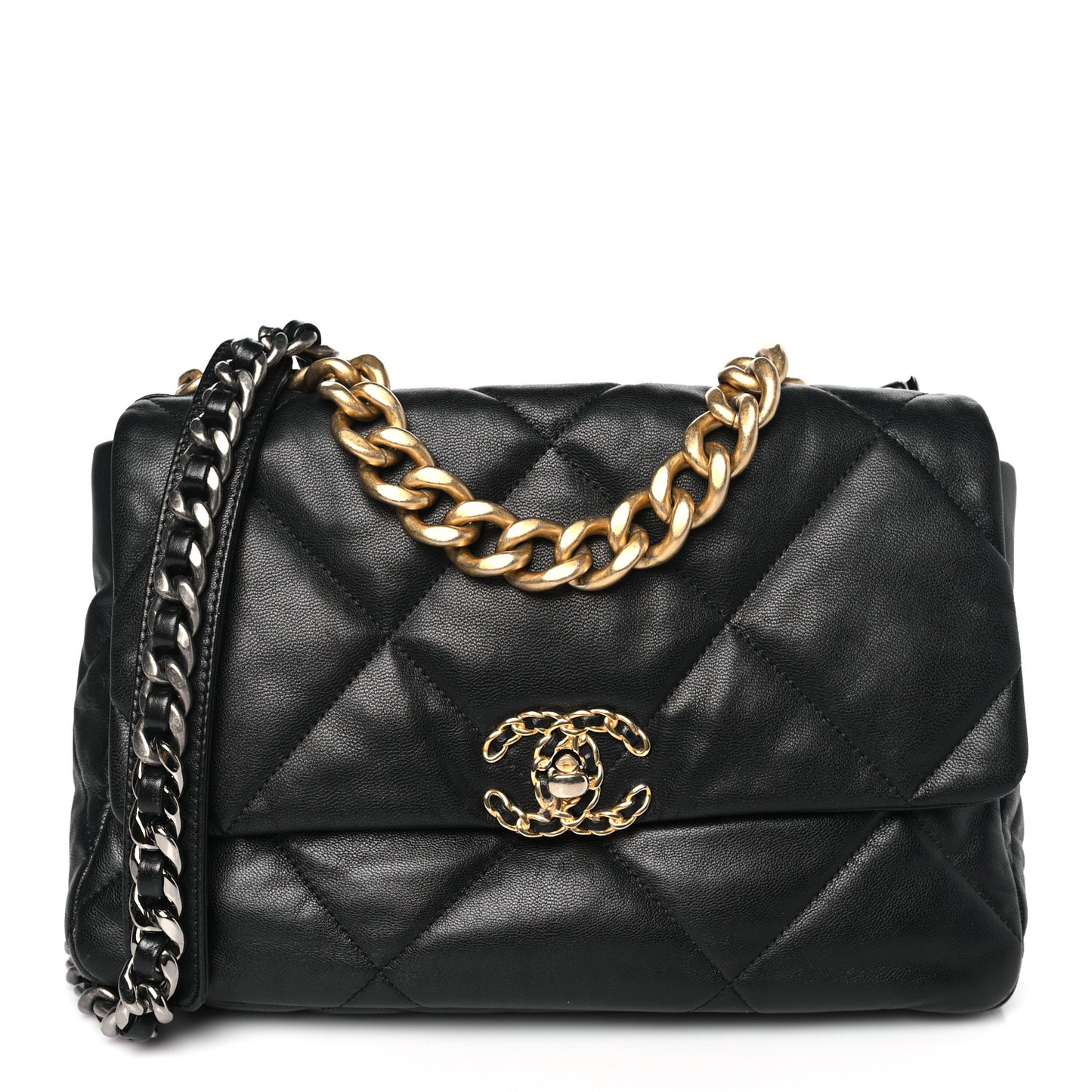 Goatskin Quilted Large Chanel 19 Flap Black