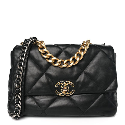 Chanel Goatskin Quilted Large Chanel 19 Flap Black 1 of 9