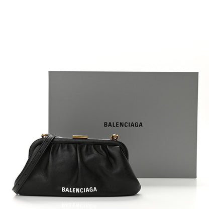 Balenciaga Grained Calfskin Logo Cloud Clutch XS Black 11 of 11