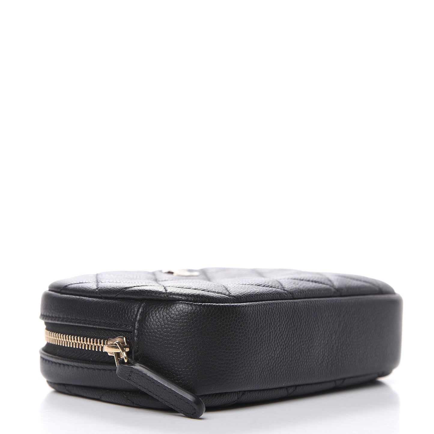 Caviar Quilted Small Curvy Pouch Cosmetic Case Black