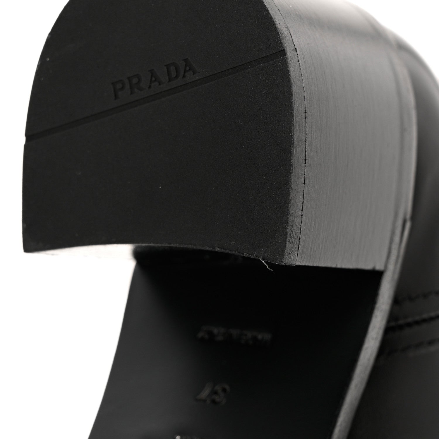 Prada Spazzolato Metal Triangle Logo 55mm Riding Boots 37 Black 12 of 16