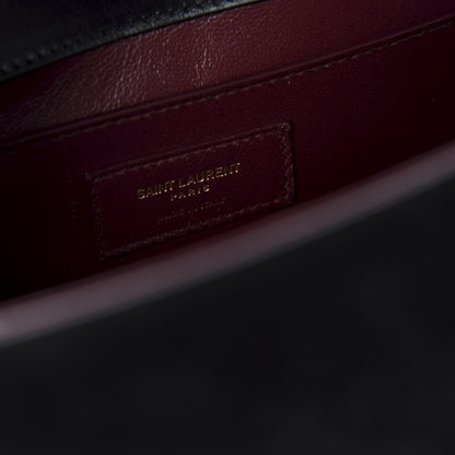 Saint Laurent Kid Scamosciato Smooth Calfskin Medium Classic Monogram Cassandra Top Handle Black Rouge Legion 8 of 9