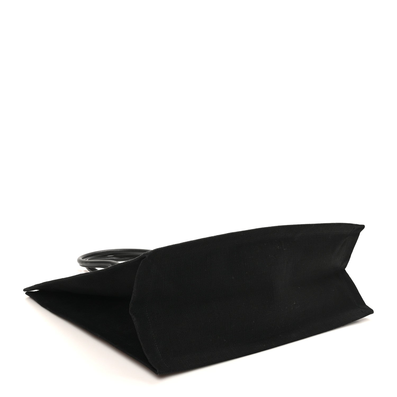 Saint Laurent Linen Calfskin Rive Gauche Tote White Black 4 of 9