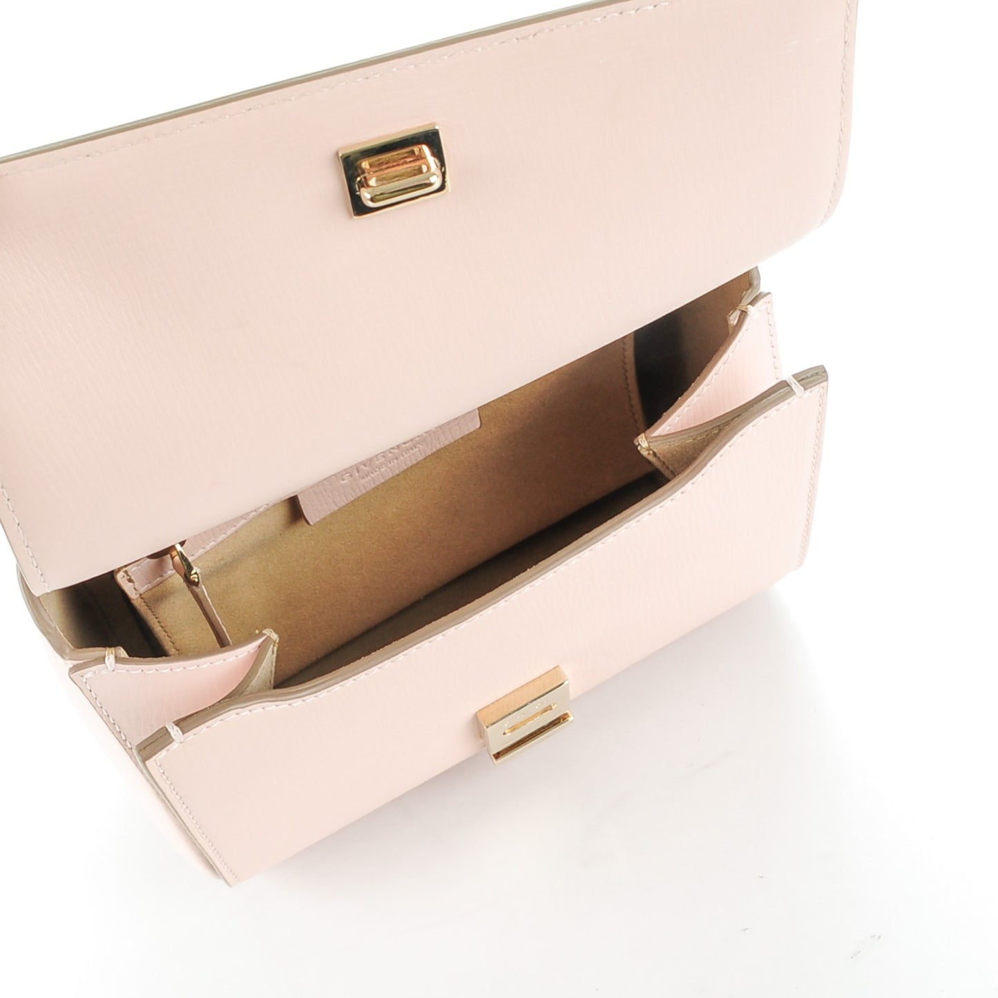 Textured Calfskin Mini Pandora Box Chain Crossbody Bag Powder Pink