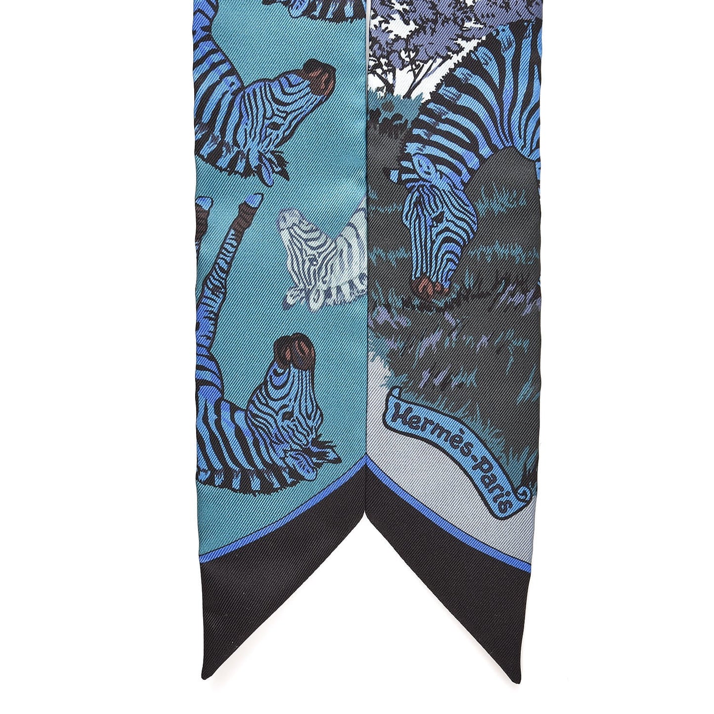 Silk Les Zebres Twilly Canard Noir Bleu Roy