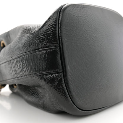 Chanel Shiny Aged Calfskin CC Chain Mini Drawstring Bag Black 9 of 12