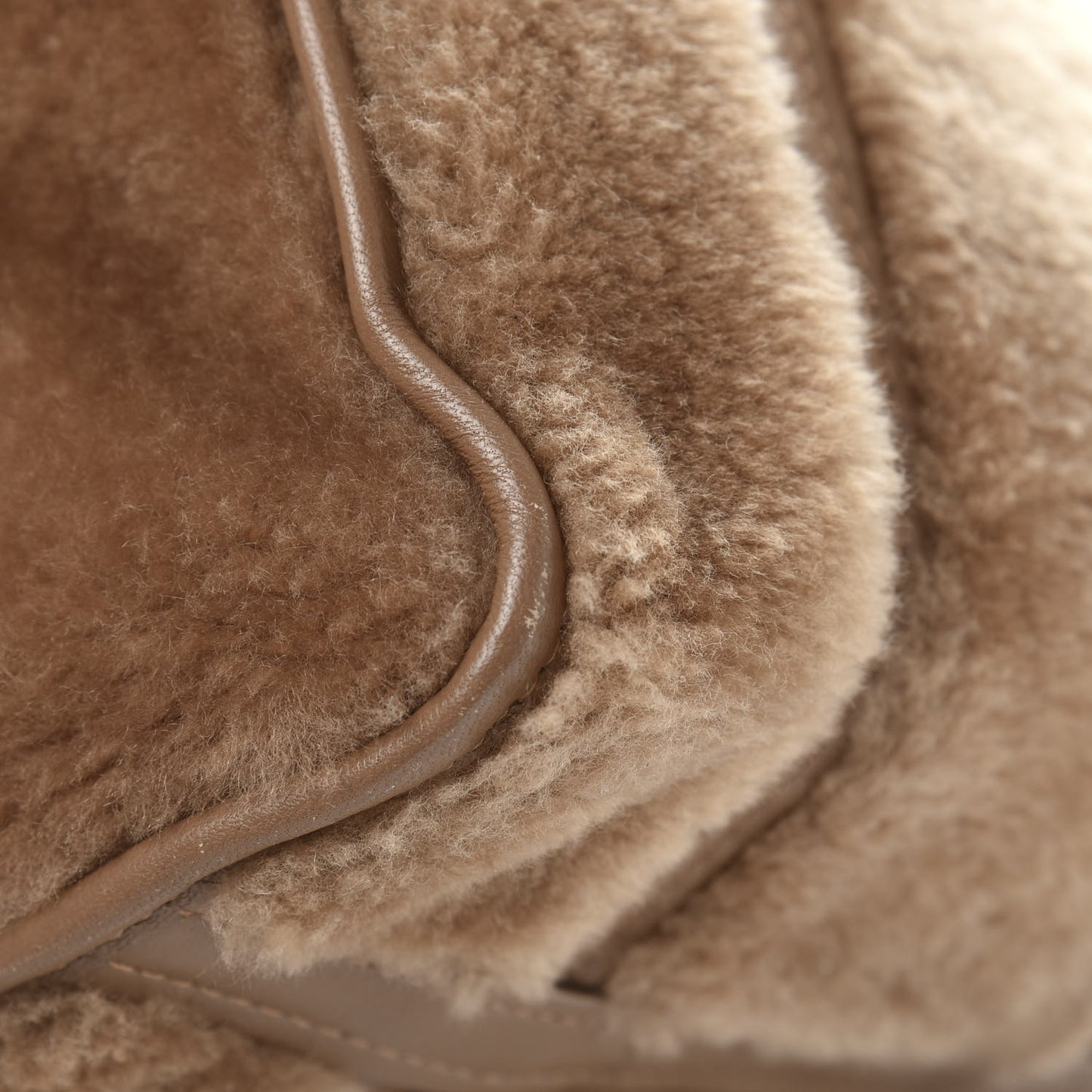 Shearling XS Bazar Shopper Tote Beige