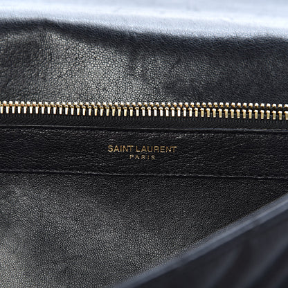 Saint Laurent Sheepskin Matelasse Chevron Monogram Large College Satchel Black 7 of 13