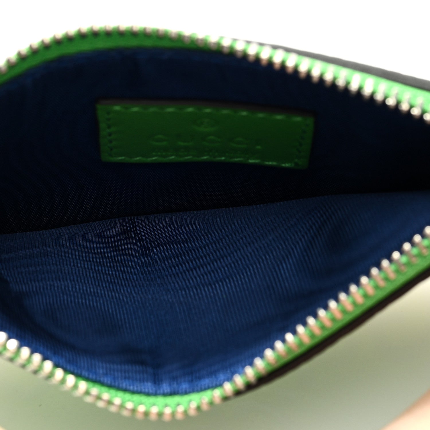Gucci Calfskin GG Tennis Bi-Color Embossed Zip Wallet Joy Green Joy Blue 5 of 6