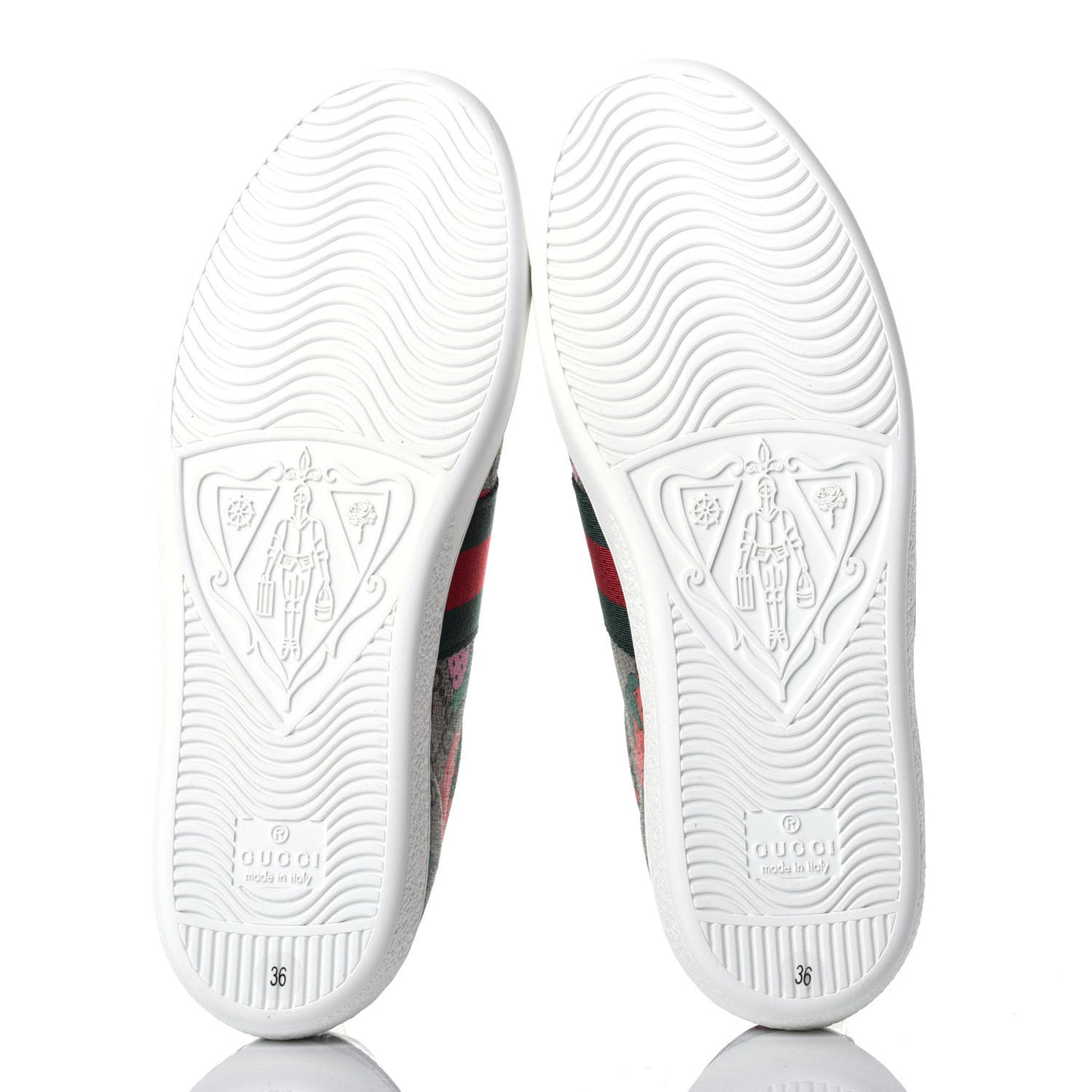 GG Supreme Monogram Strawberry Web Womens Ace Sneakers 36 Beige Multicolor Red Green
