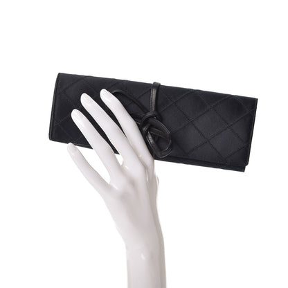 Chanel Satin Quilted Jewelry Roll Case Black 2 of 9