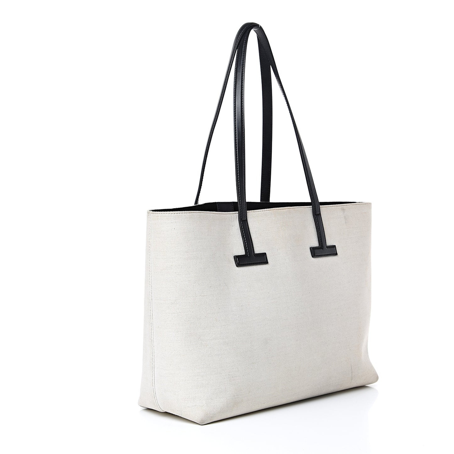 Canvas Calfskin T Tote Beige