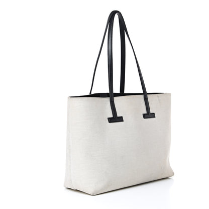 Tom Ford Canvas Calfskin T Tote Beige 2 of 15