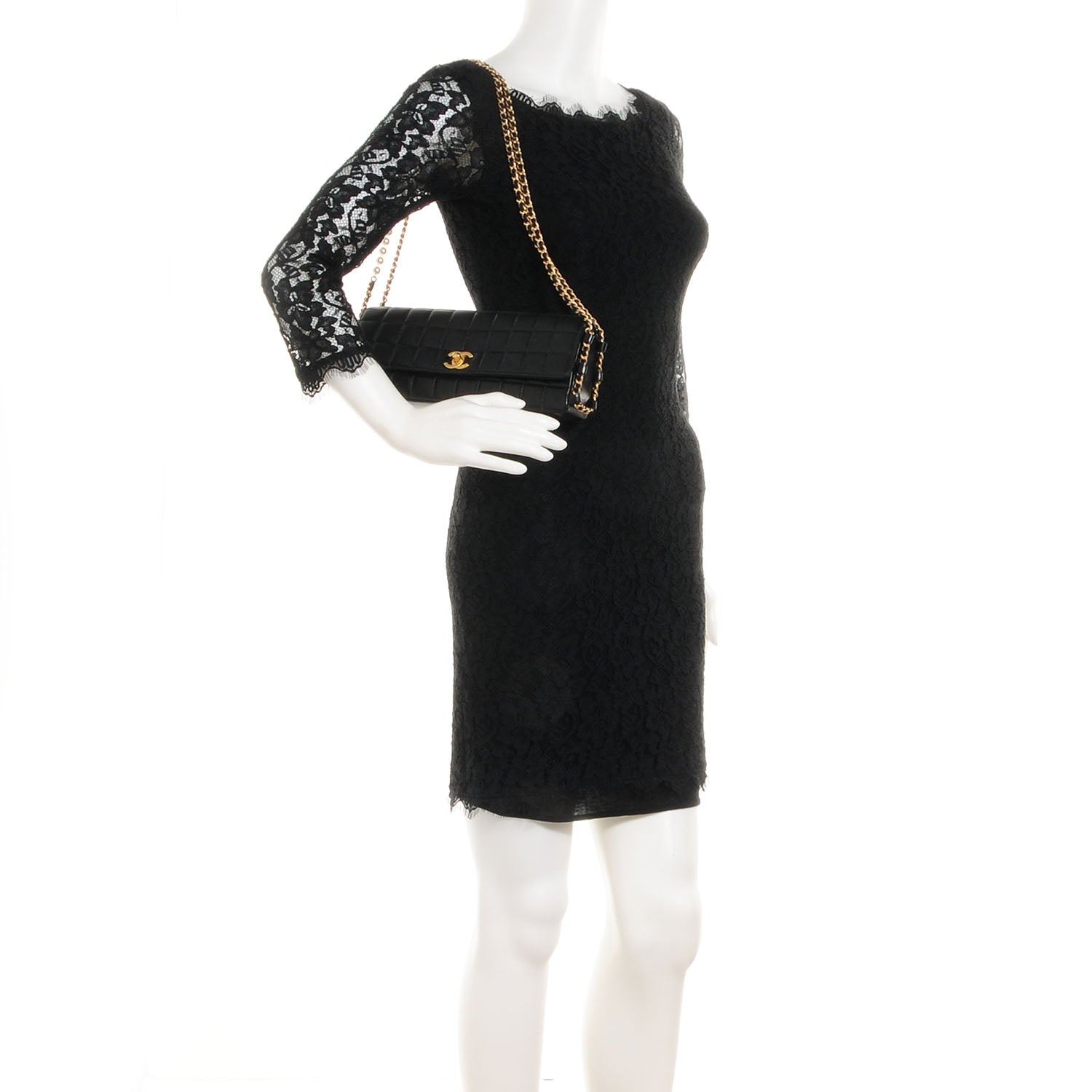 Chanel Lambskin East West Chocolate Bar Pearl Chain Flap Black 2 of 8