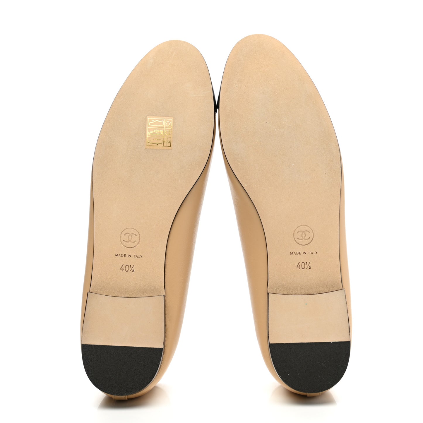 Lambskin Cap Toe Ballerina Flats 40.5 Beige Black