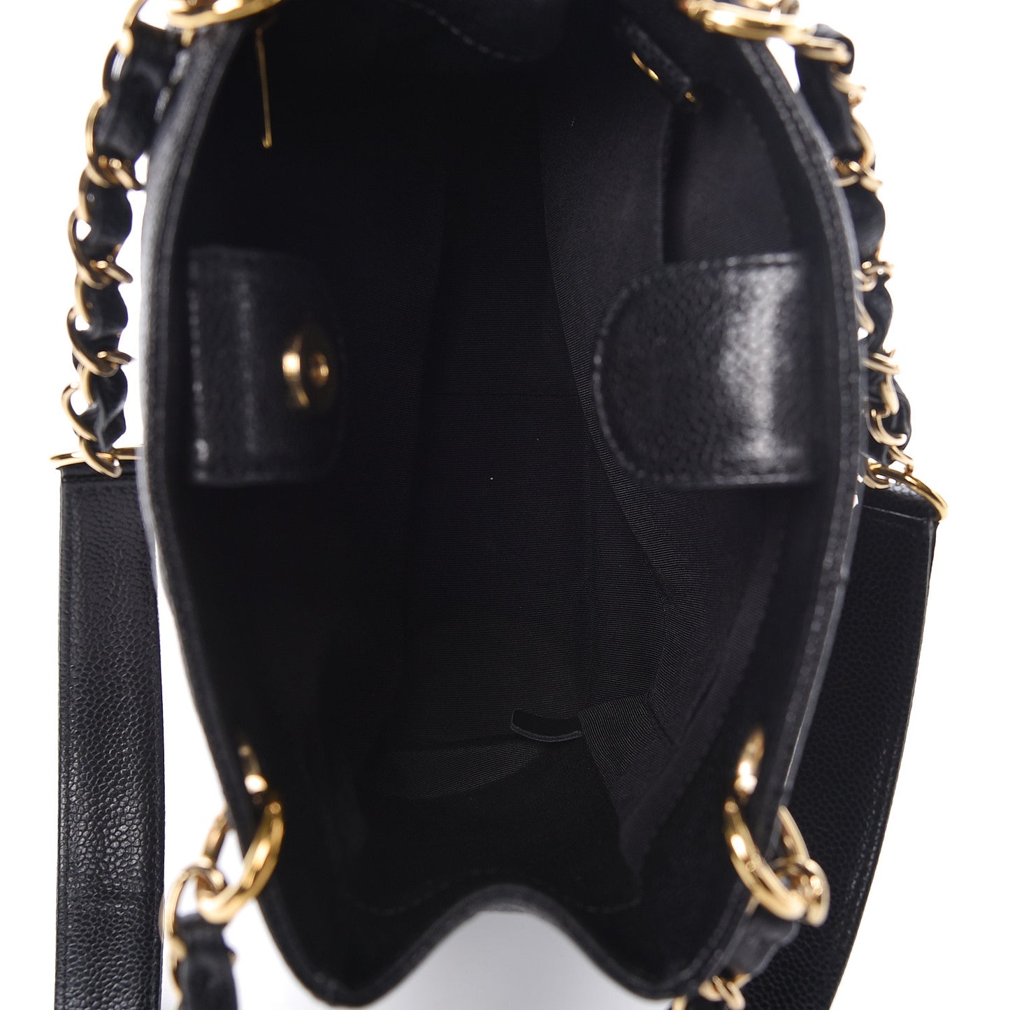 Caviar Quilted Petit Shopping Tote PST Black
