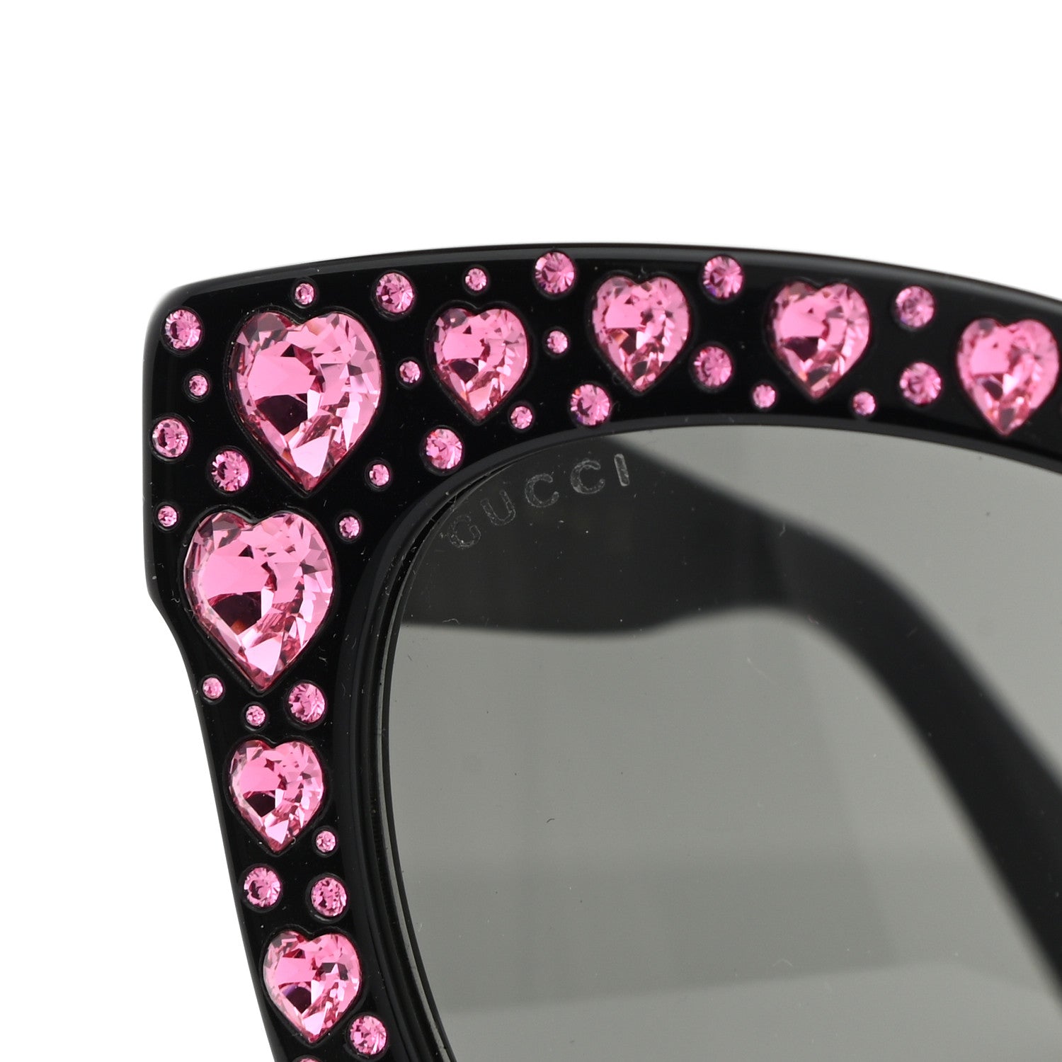 Gucci Acetate Hearts Cat Eye Sunglasses GG0116S Black Pink 7 of 8